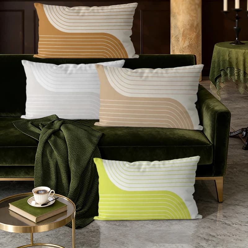 Fodere per cuscini lombari con stampa Boho Arch Line, adatte per divano, camera da letto, auto, cuscino rettangolare per la schiena