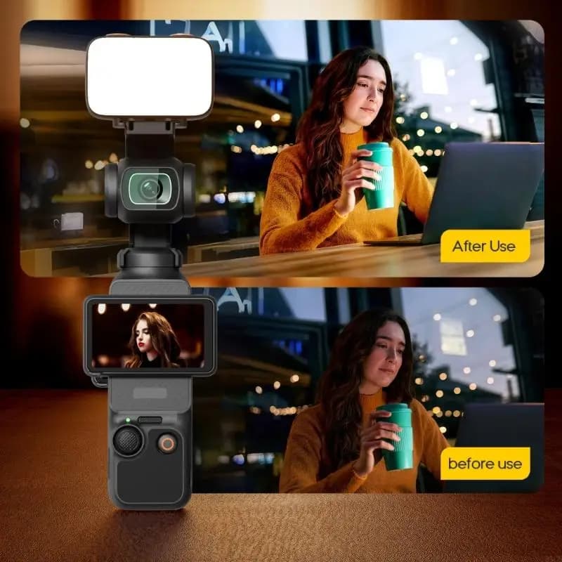 LED Video Light for Pocket 3 Action Camera Portable Type C Rechargeable Auxiliary LED Fill Light Adjustable Brightness 83CE
