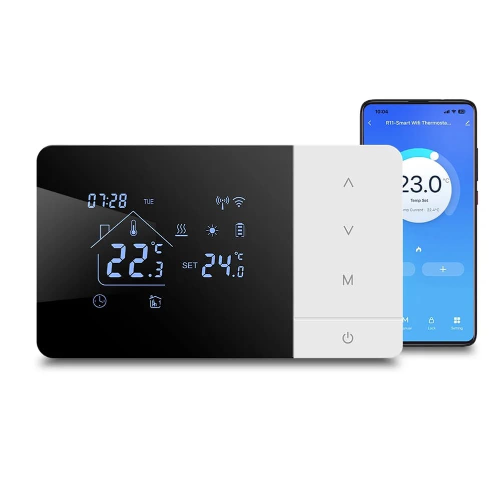 Termostato intelligente Per-Tuya Per il controllo intelligente della vita Riscaldamento ad attivazione vocale Gestione dell'energia Blocco bambini Protezione antigelo Per-ALEXA