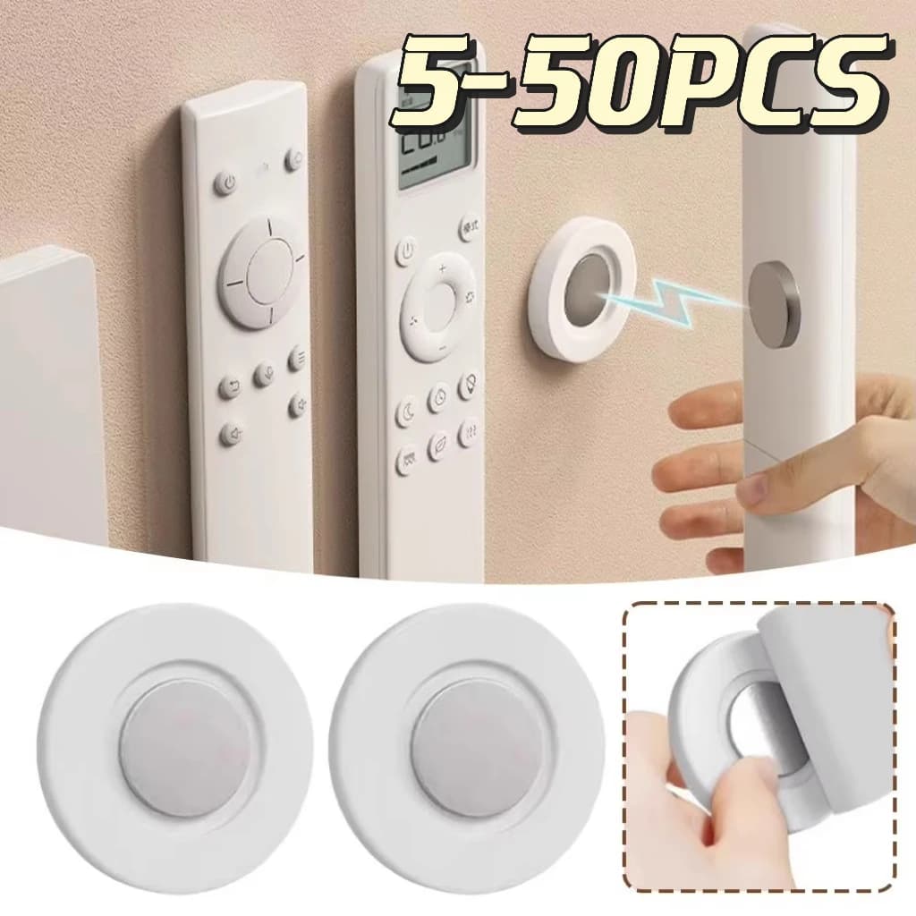 No Punch Self Adhesive Magnetic Wall Remote Organizer Compact Sturdy Storage Rack For TV AC DVD Controllers Home Office White