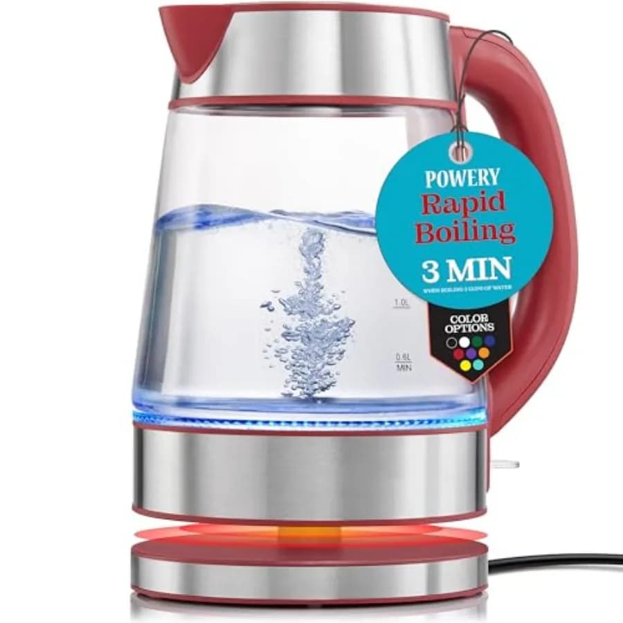Bollitore Elettrico Veloce e Raffinato per Caffè e Tè - Bollitore d'Acqua da 1.7L 1500W in Vetro Borosilicato Facile da Pulire con Ampia Apertura AU