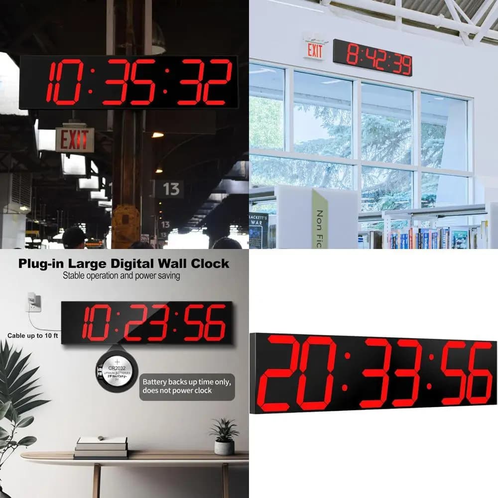 Digital Wall Clock, Large LED Display with Automatic Dimmer, Timer Enormous Rovescia count with Remote Control, Width 27 Inch