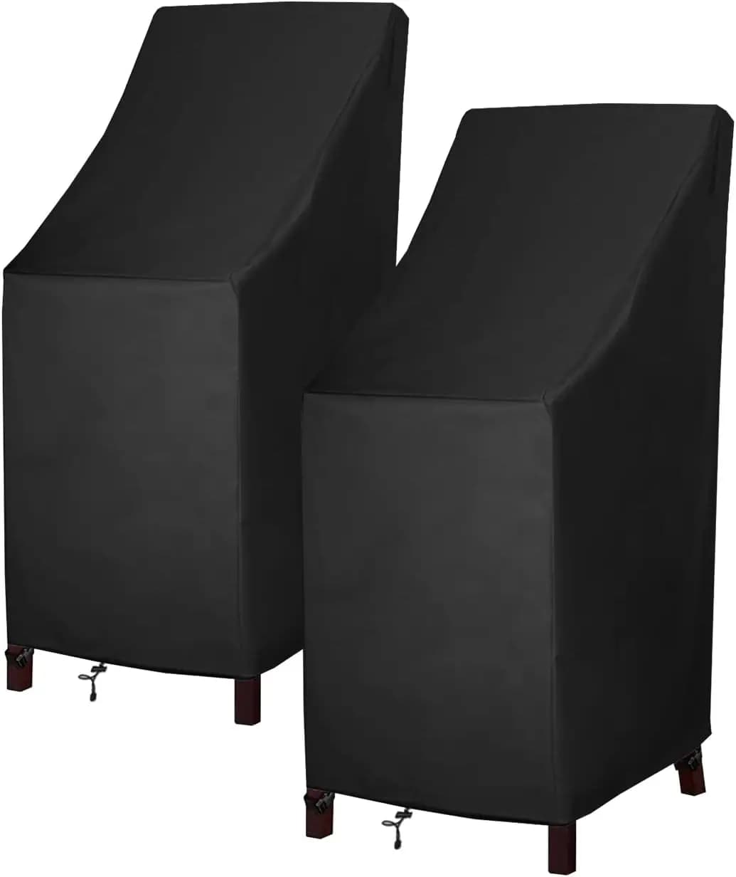 Stackable patio chairs covers, waterproof and durable outdoor furniture covers for 4-6 chairs, 2 pack
