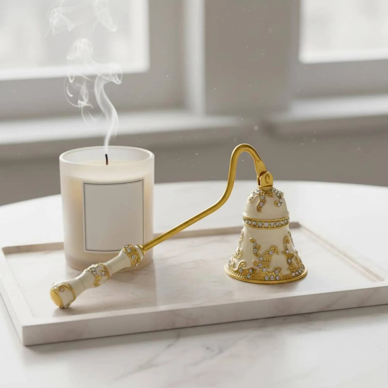 Spegnitore per Stoppini di Candele Vintage a Cupola, Senza Fumo, con Manico Lungo, Design Elegante per Arredamento Casa