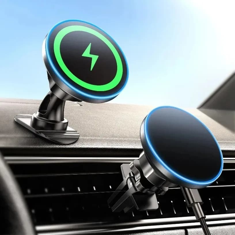 Caricatore Wireless Magnetico da 15W per Auto con Supporto per Bocchette d'Aria, Compatibile con iPhone MagSafe 17 16 15 14 13 12 e Telefoni Samsung