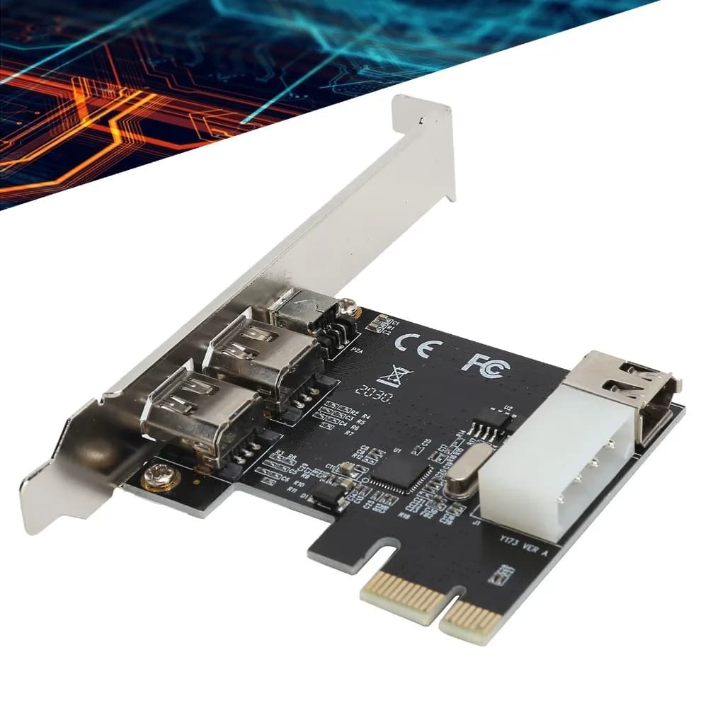 Scheda di espansione FireWire PCIe 1394A a 3 porte, adattatore video HD portatile con interfaccia 1394, scheda di acquisizione video, adattatore per trasferimento dati