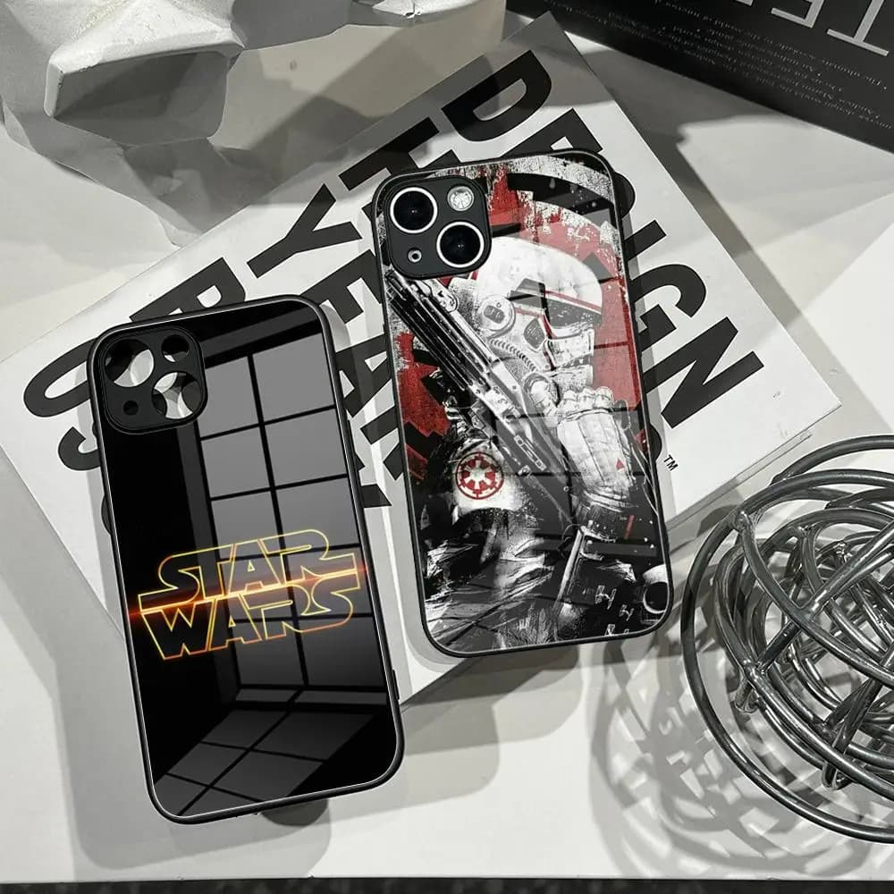 HD Luxury Stars W-Wars Case for iPhone 17 Pro Max 13 Pro 16 11 XR 15 Plus XS 14 12 X Air Back Phone Cover Glass phone case