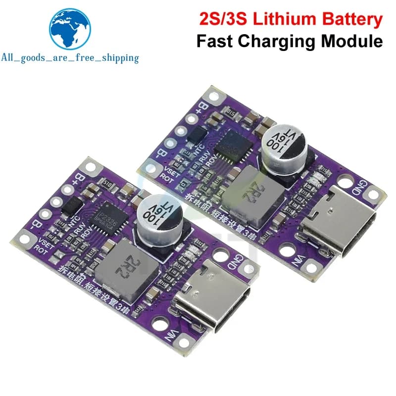 1/3pcs Type-C USB 2-3S BMS 15W 3.7V Lithium Battery Charging Boost Module With Balanced Support QC Fast Charge With Indicator