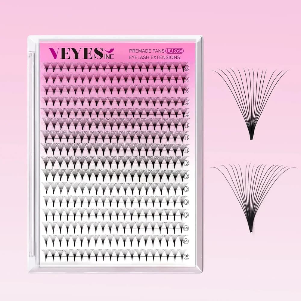 Veyes Inc NarrowPro Ventole prefabbricate Veyelash 320 Ventole 14D 16D Sottile Base a punta morbida Ventole di volume russo Lash