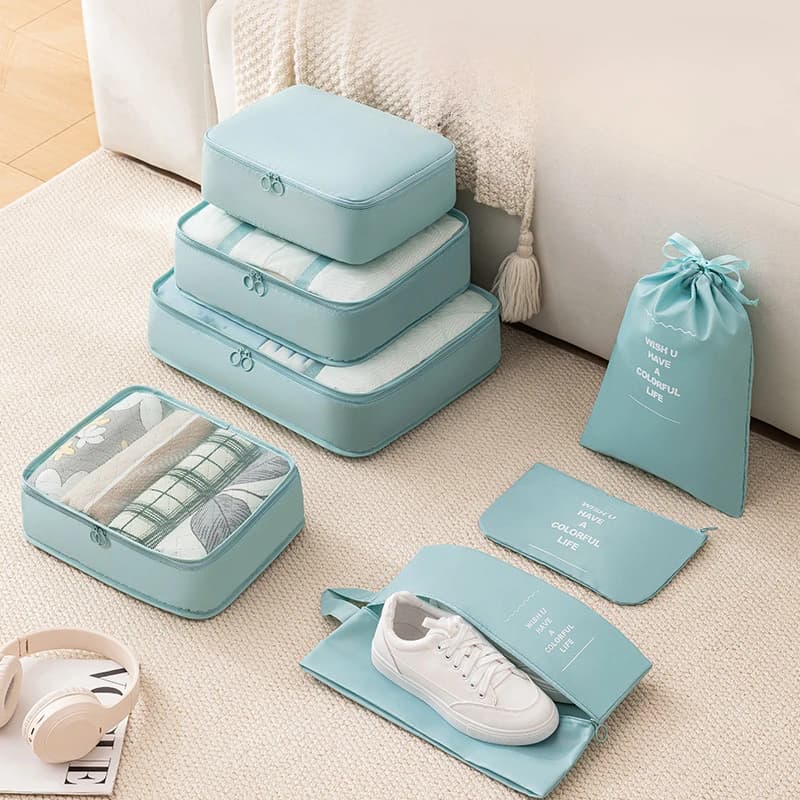7PCS Travel Packing Cubes, Luggage Organizer Bags for Clothes & Toiletries, Suitcase Storage Accessories