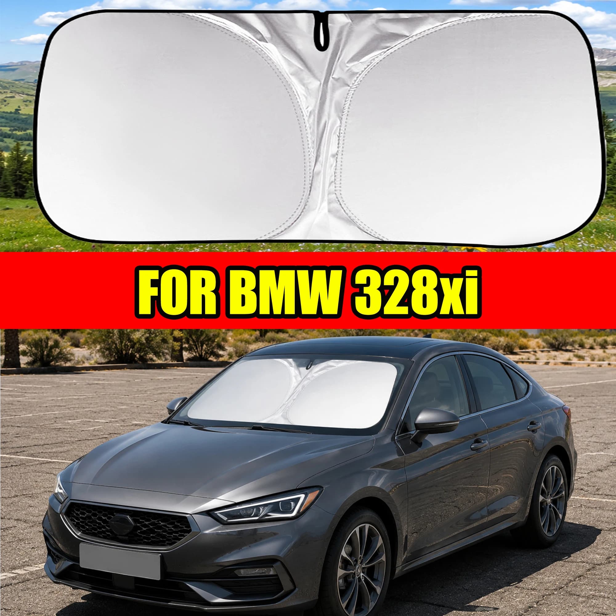 FOR BMW 328xi Windshield Sunshade With Double Layer Titanium Silver, UV Block & Interior Preservation