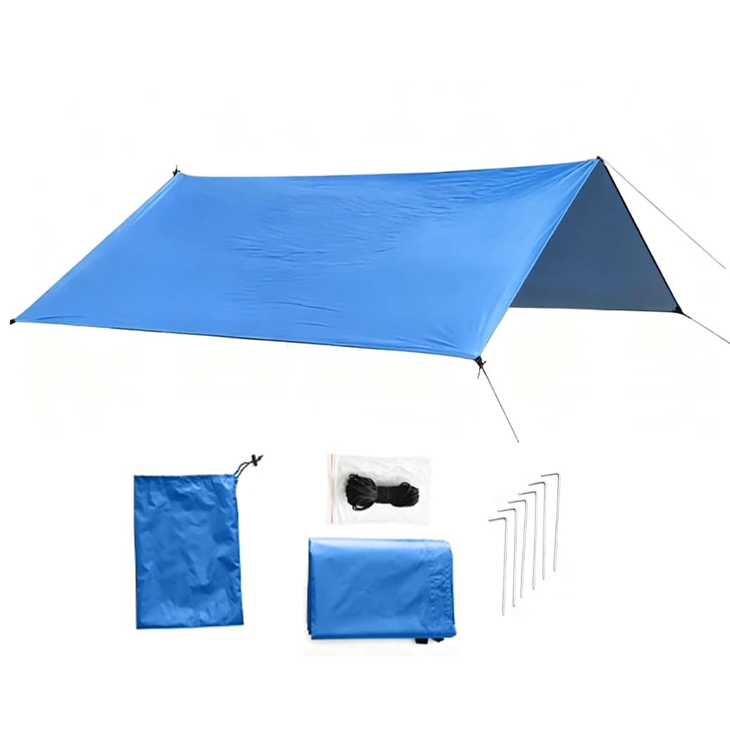 Telo da Campeggio DANCHEL 3x3m, Tenda Impermeabile, Tettoia Leggera, Protezione da Pioggia e Sole per Escursionismo e Backpacking