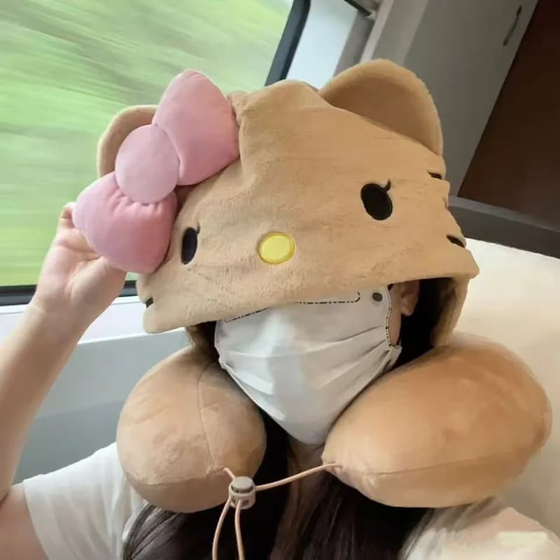 Cuscino a U Hello Kitty, Stile Carino, Cuscino da Viaggio a Forma di Cappello, Cuscino Portatile Anti-Fatica per il Collo