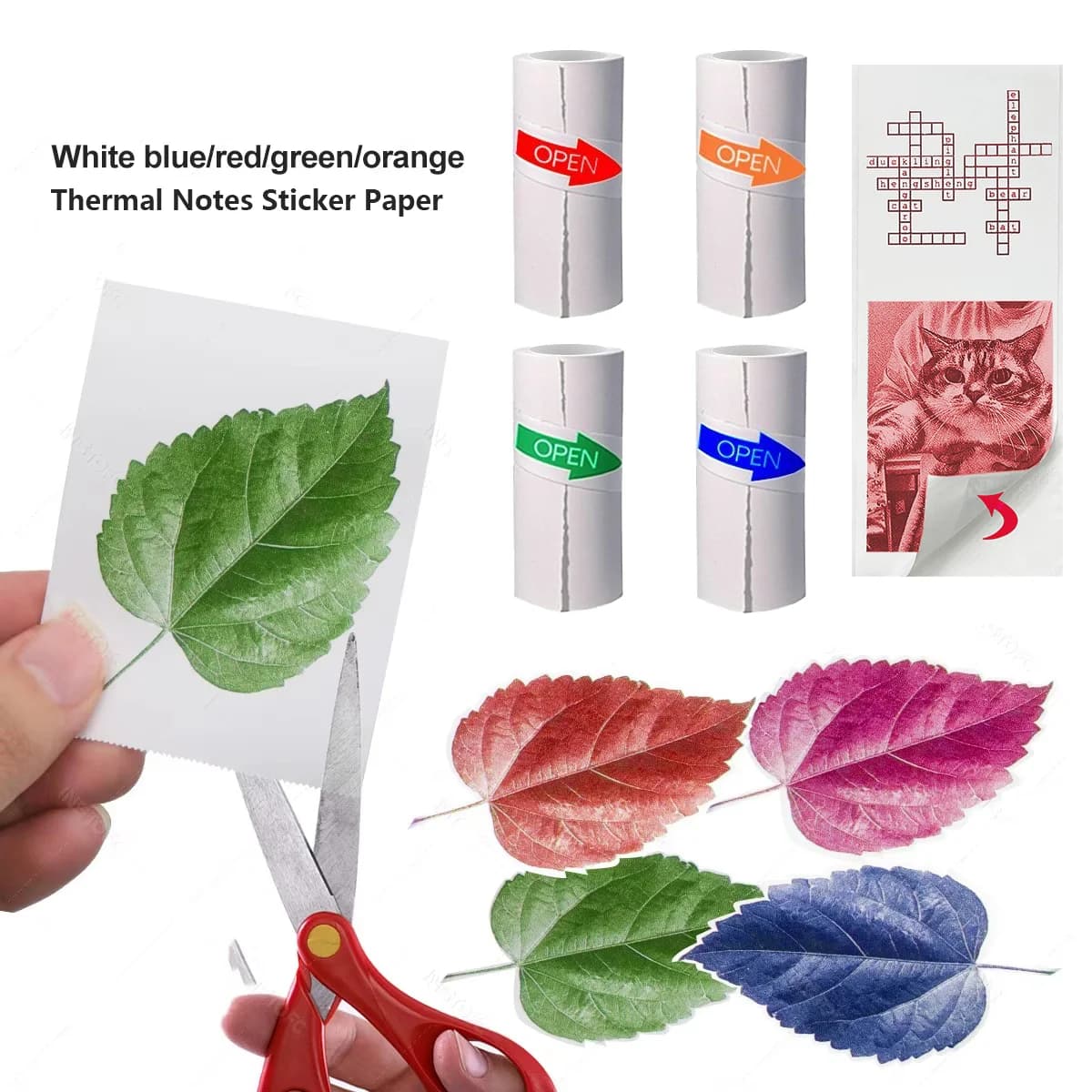 Carta termica mix a 4 colori 1 rotolo di carta fotografica autoadesiva blu/rosso/arancione/verde 57x25mm per fotocamera istantanea/stampante portatile