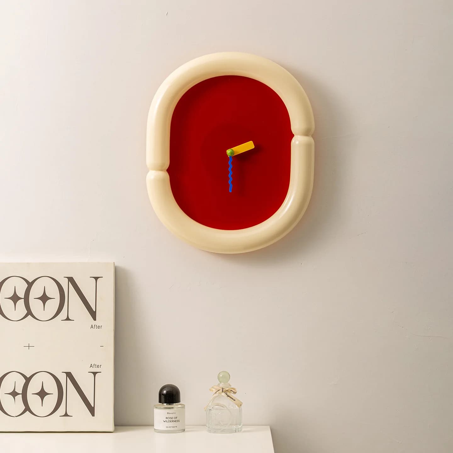 Nordic Ins High-quality Appearance Oval Wall-mounted Clock.suitable For Home Wall Hanging,bedroom Tabletop Decoration Desk Use