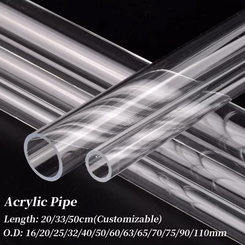 1Pc OD 16 ~ 110mm Transparent Acrylic Pipe Fish Tank Aquarium Supplies Hydroponic Irrigation Pipe Transparent Plexiglass 20/33/50cm Long