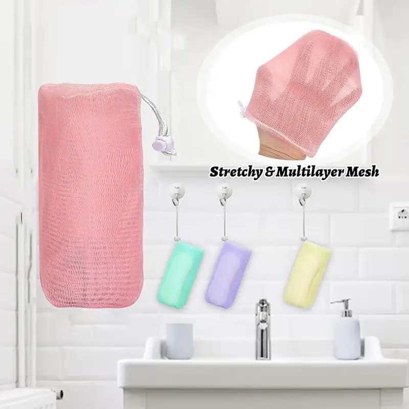 Sacchetto di sapone schiumogeno addensato a 6 strati Detergente per il viso Mesh Doccia Rete di schiuma a bolle Bagno per bambini Lavaggio del corpo Spugne per pulizia