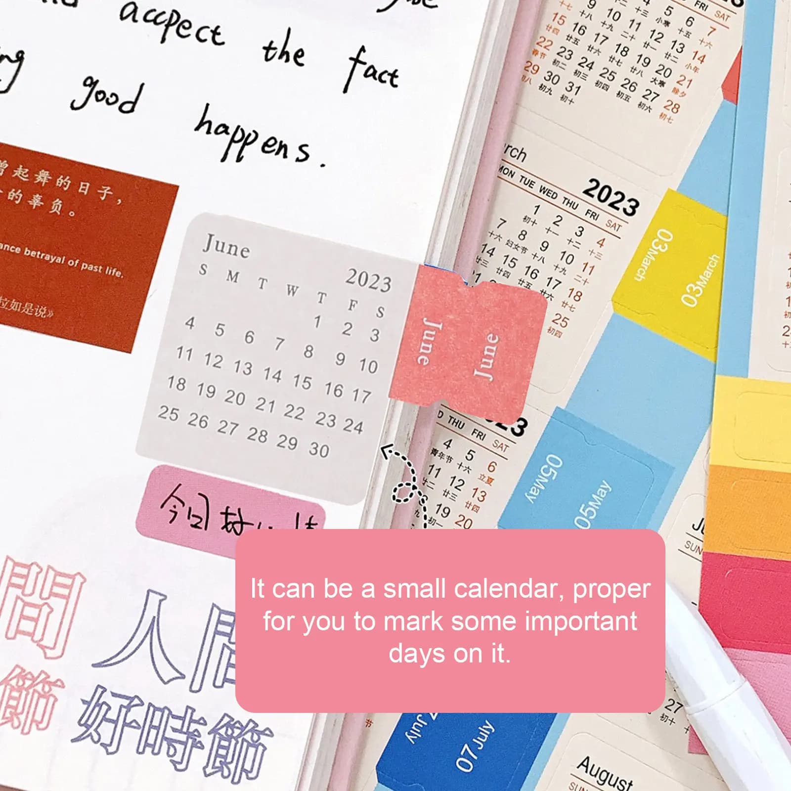 10Sheets Multi-Functional Monthly Planner Stickers Calendar Index Tabs DIY Book Tabs for Planners Notebooks Files Calendar