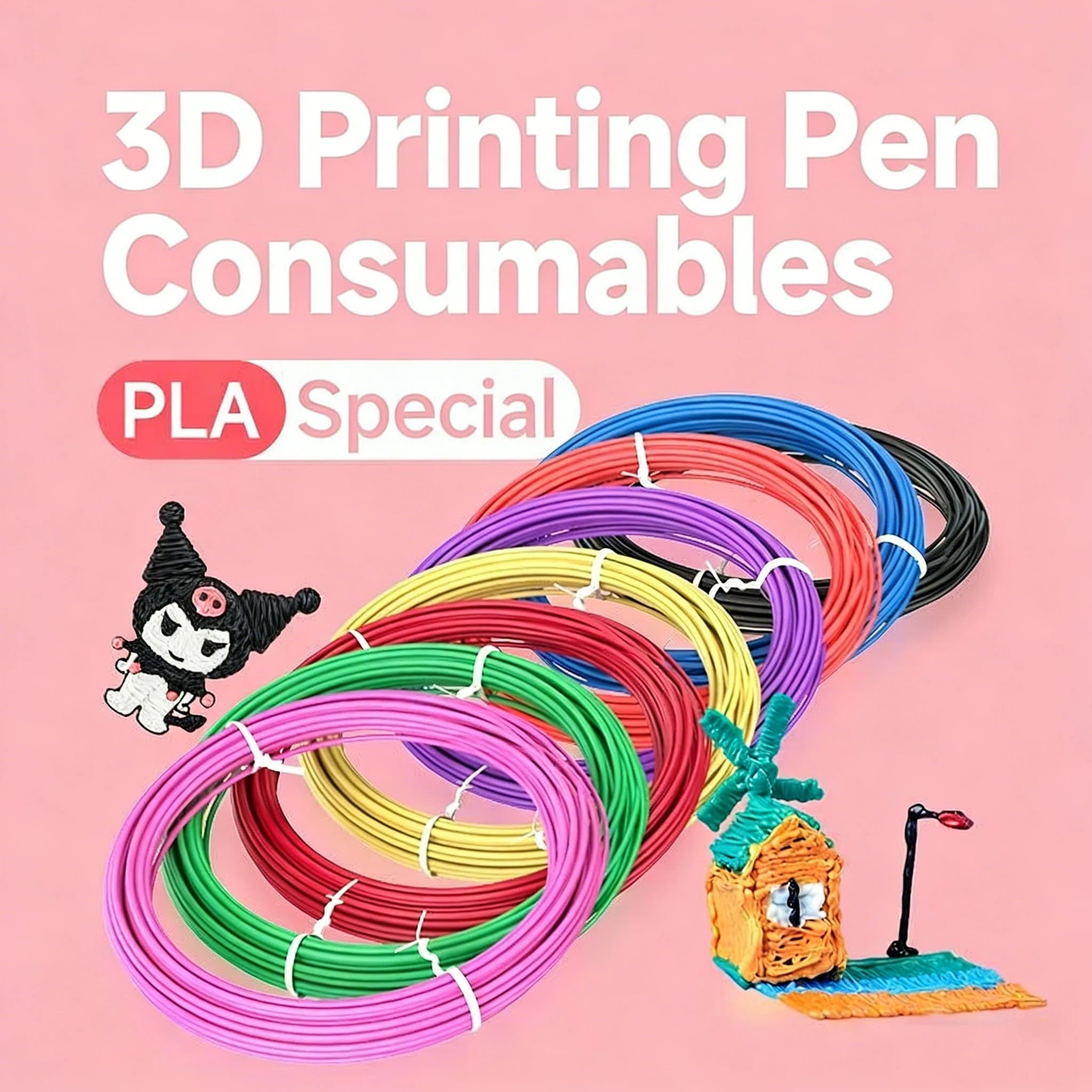 Universal 1.75mm PLA Filament for 3D Printing Pens 200M Roll Non-Toxic Low Odor Choose 10/20/30 Color Sets for DIY Project