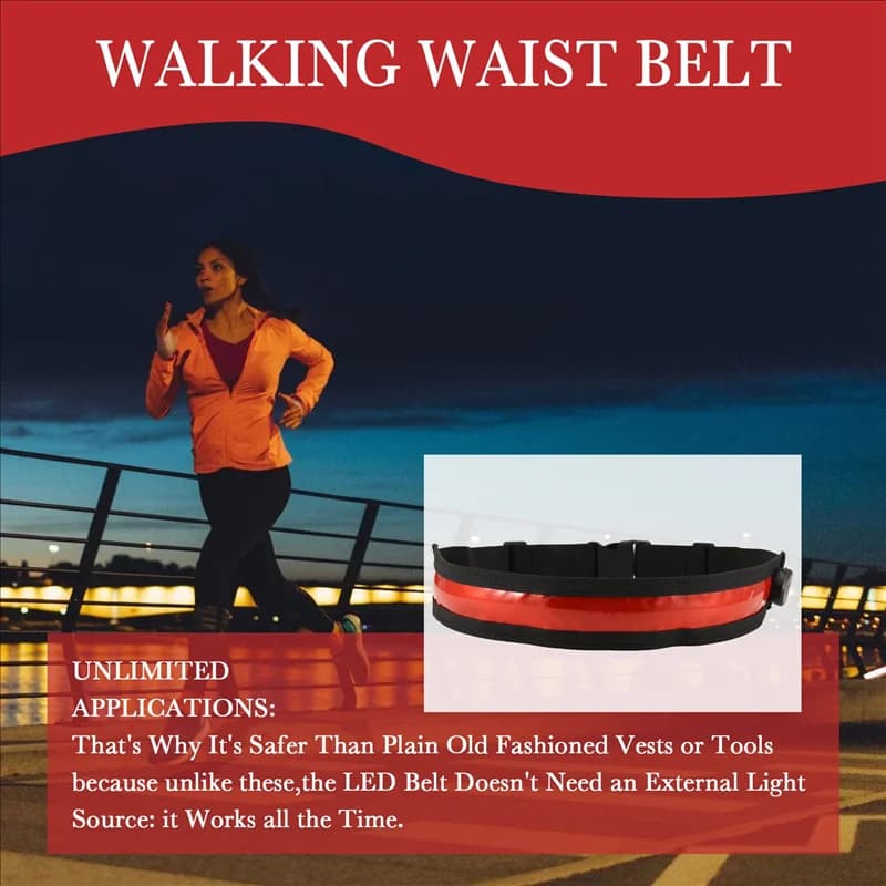 A44M Waterproof Night Race Warning Light Rechargeable LED Reflective Belt Reflective Running Equipment, Cycling Belt