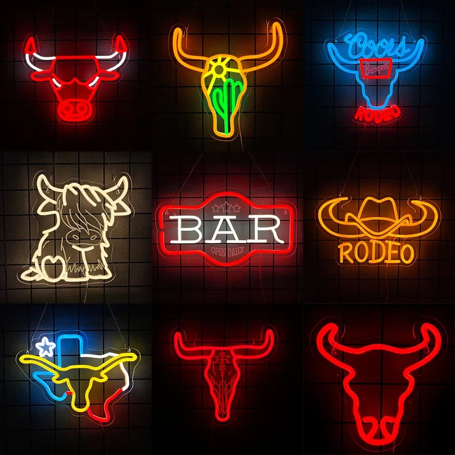 Insegna al neon da cowboy Insegne al neon Rodeo per la decorazione della parete, Insegne a LED per bar occidentali Rodeo per Party Man Cave Bar Beer Club Pub Bistro Decor