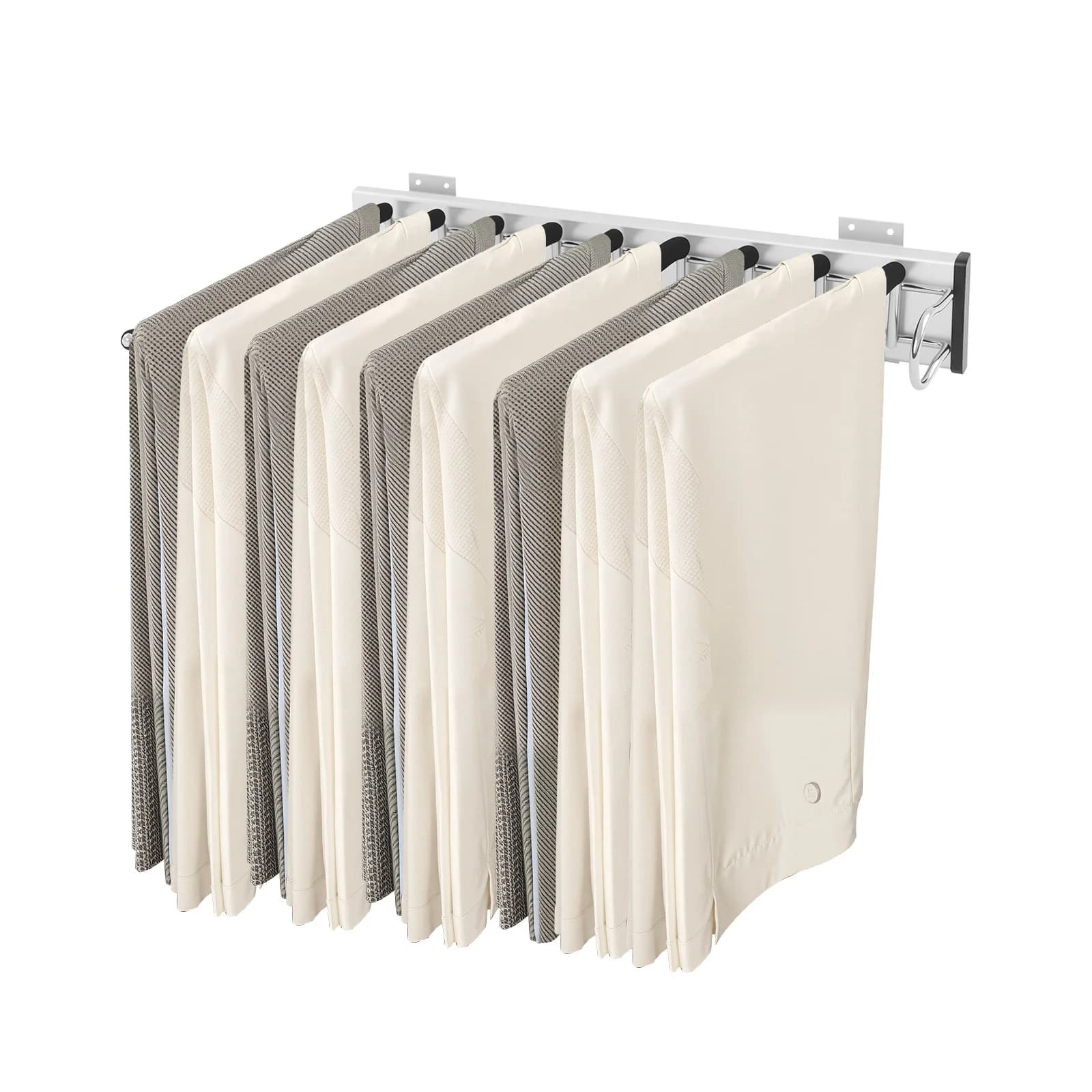 9-rod Wall Mount Trouser Hanger, Pull Out Trousers Organizer, 46*32.5cm Sliding Pants Rack For Hanging Pants, Clothes, Ties, Scarves