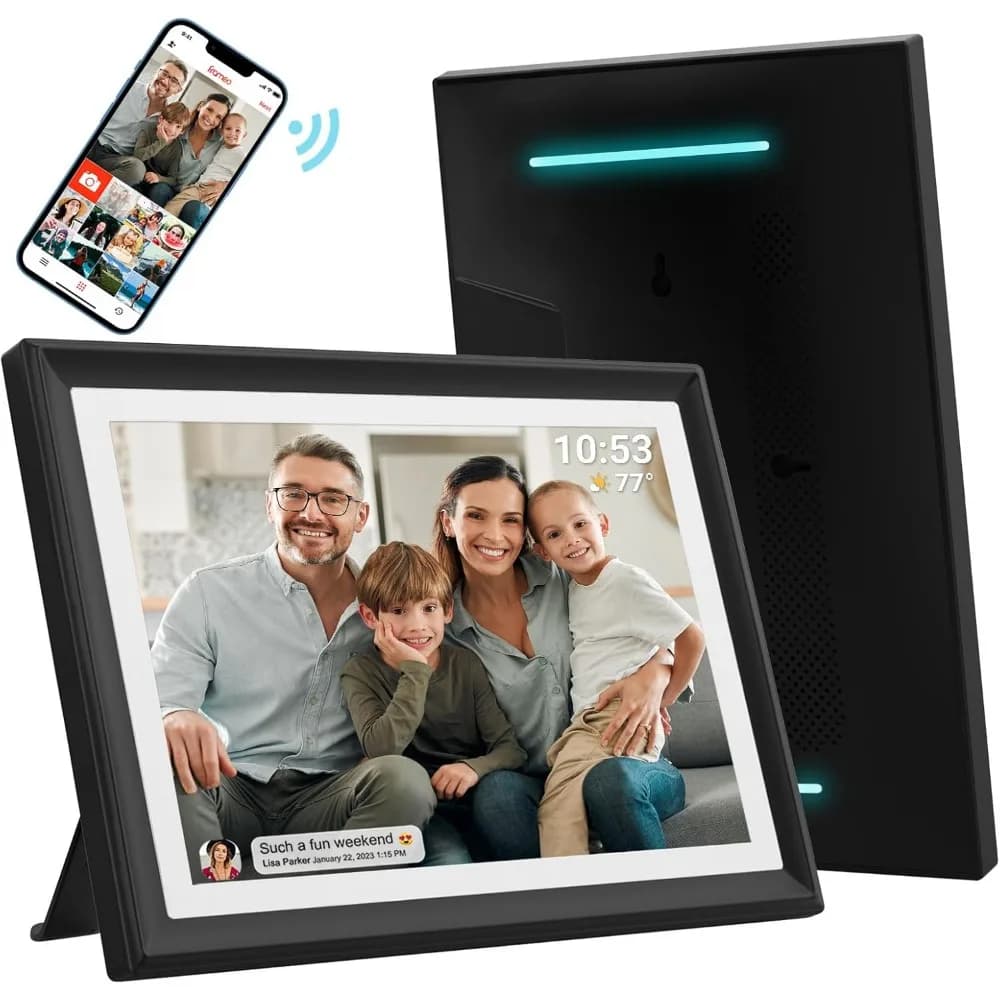 Cornice per foto digitale WiFi da 32 GB, 10,1”, 1280x800 IPS Touch, rotazione automatica, condivisione ovunque