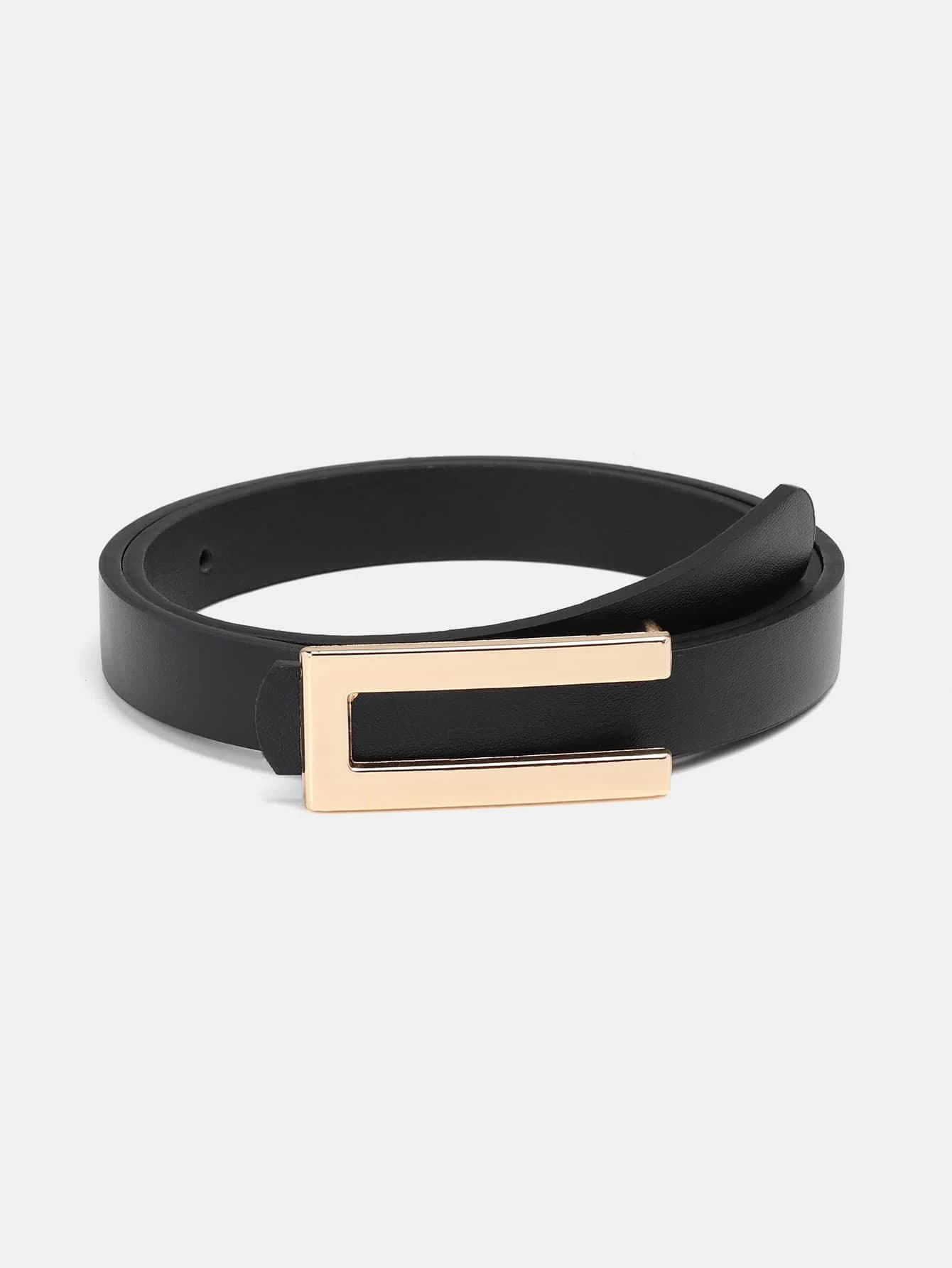 1pc/2pcs Solid Color Casual PU (Polyurethane) Women's Belt Suitable For Daily Use With Rectangular Buckle