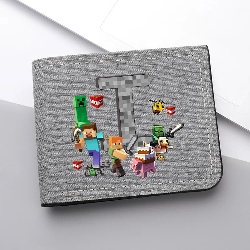 Game Minec rafted Men Short Wallet Boy Cartoon 26letters Wallet Portable Anime Card Holder Coin Purse Purses Birthday Gift New