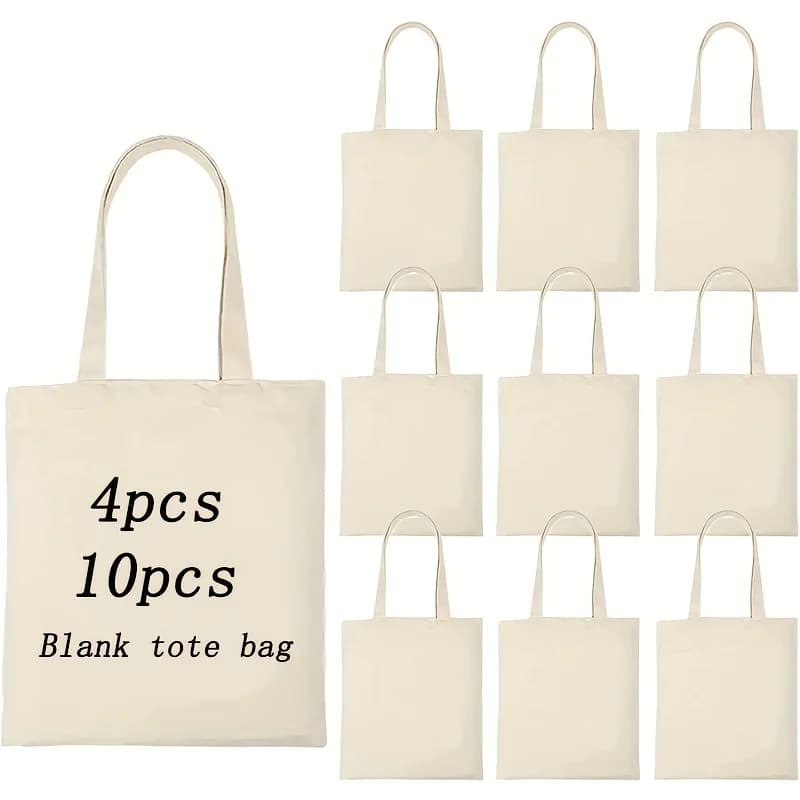 Confezione da 4/10 mini borse tote in tela (31x36 cm) - Borse vuote fai-da-te per pittura, sublimazione e artigianato personalizzato per feste