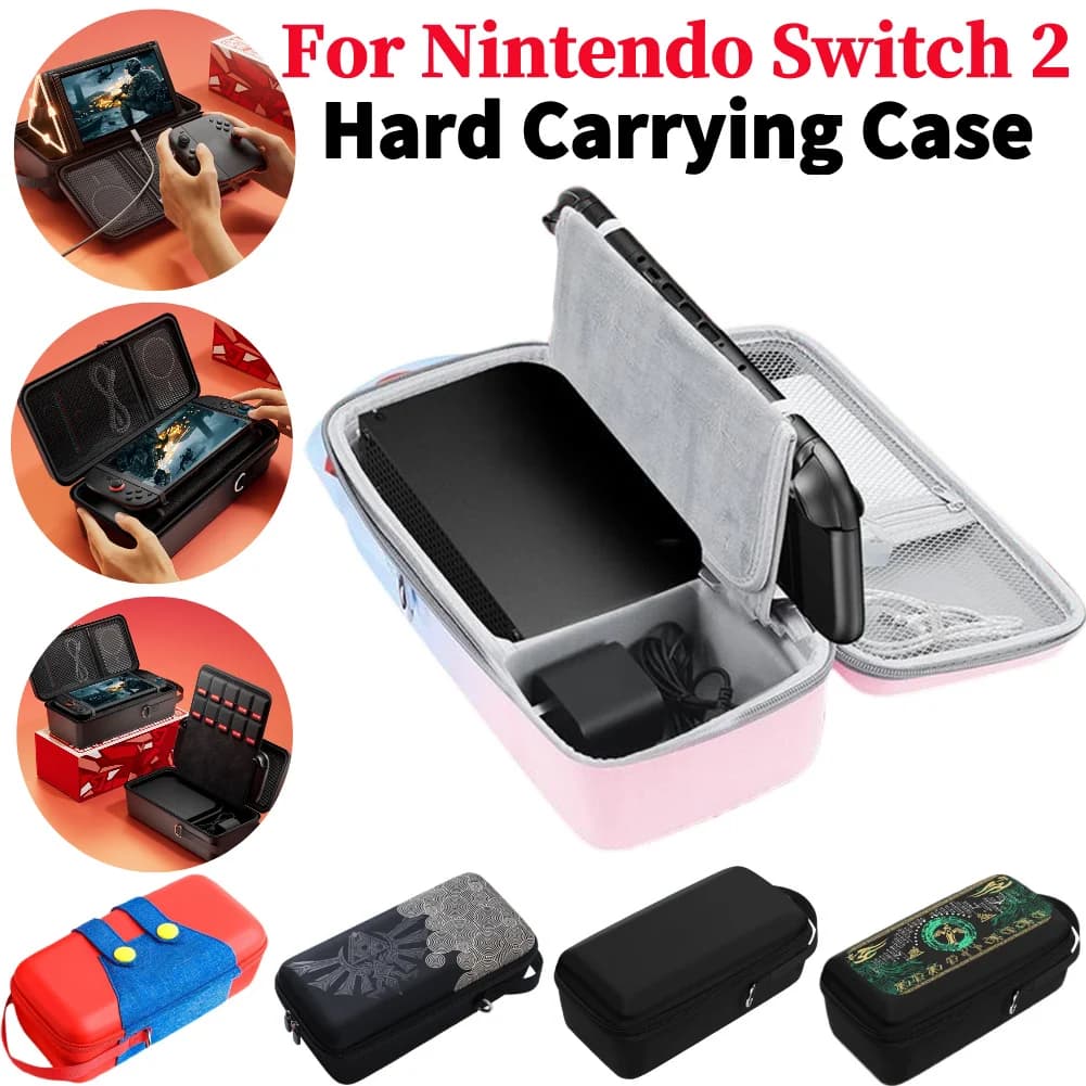 Custodia Rigida per Nintendo Switch 2, Borsa da Trasporto Anti-graffio Antiurto in PU+EVA, Custodia da Viaggio Rigida per Console NS 2 e Joy-Con
