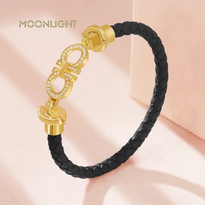 Bracciale rotondo dal design classico di lusso per donna Bracciale in vera pelle intrecciata Gioielli femminili Regalo Accessori moda 9 colori