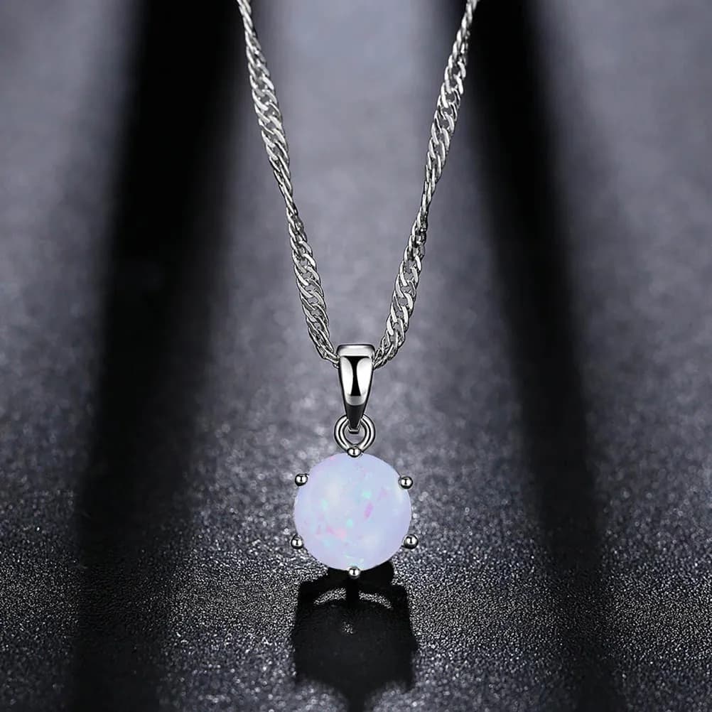 Necklace with oval pendant for woman, elegant necklace with copper chain, romantic gift, jewelry for wife, girlfriend, mom