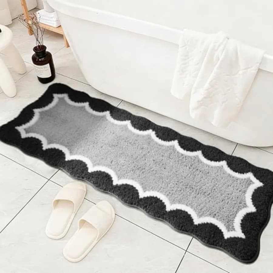 Tappetini da Bagno Ondulati Antiscivolo, Assorbenti e ad Asciugatura Rapida, Tappeti in Microfibra per Doccia e Pavimento del Bagno