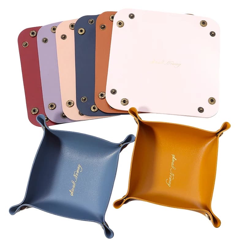 1pc scatola di immagazzinaggio in pelle PU colorato pieghevole vassoio da tavolo tavolo pieghevole custodia organizzatore per gioielli chiave del telefono portafoglio moneta