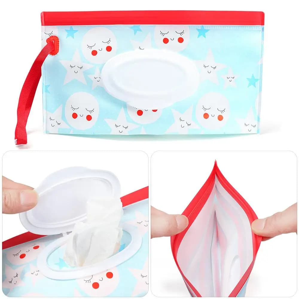 Simpatica custodia da trasporto per esterni Prodotto per bambini con cinturino a scatto Custodia per cosmetici Accessori per passeggino Borsa per salviette umidificate Scatola per fazzoletti
