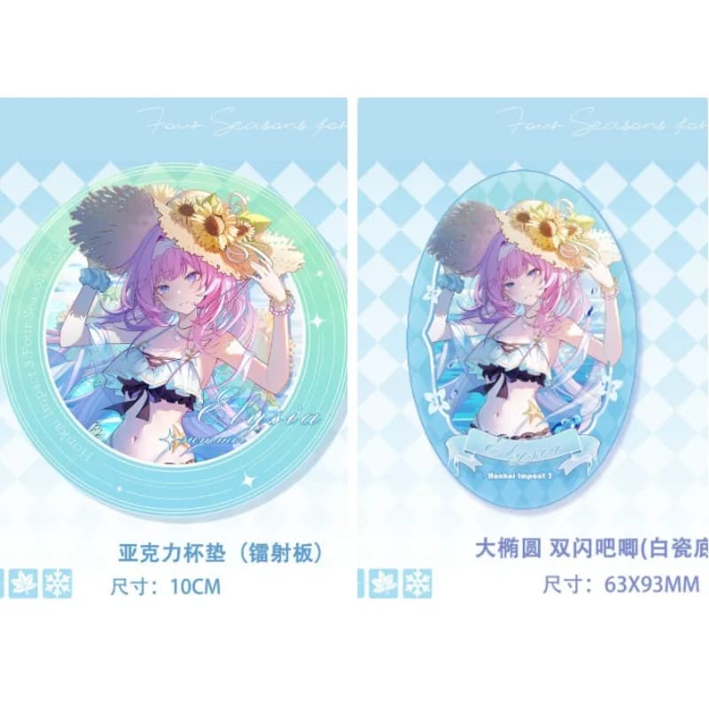 Set Regalo di Natale Anime: Carte Fotografiche, Carte dei Tarocchi, Cartoline e Carta Acrilica Colorata per Cosplay di Elysia da Honkai: Star Rail