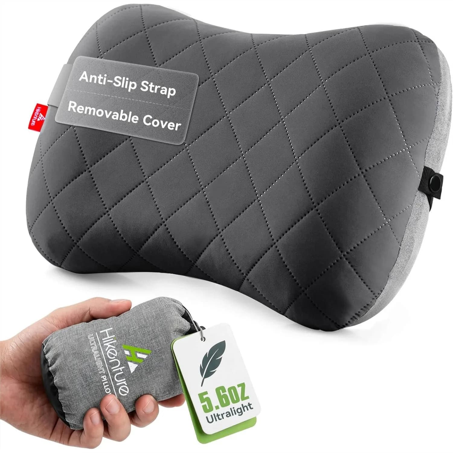 Cuscino da campeggio gonfiabile con fodera rimovibile - Cuscino da viaggio ultraleggero per supporto cervicale e lombare, lavabile, compatto per