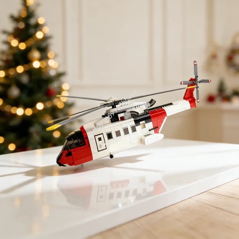 1343 Pezzi MOC Elicottero SAR Queen, Modello Cittadino in Blocchi da Costruzione, Giocattoli Educativi Creativi, Regalo di Natale per Bambini