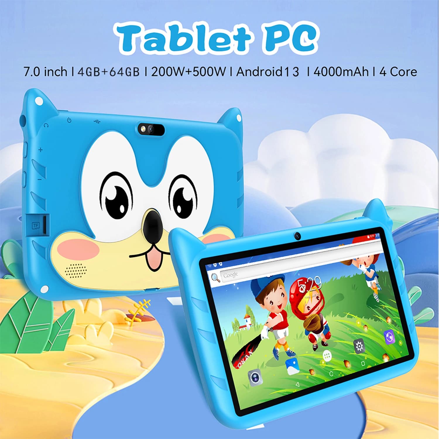 New 7-inch children's tablet with 5G WiFi for study and education, Android 13 Quad Core, Google Play, children's gift PC tablet, 4GB RAM, 64GB ROM