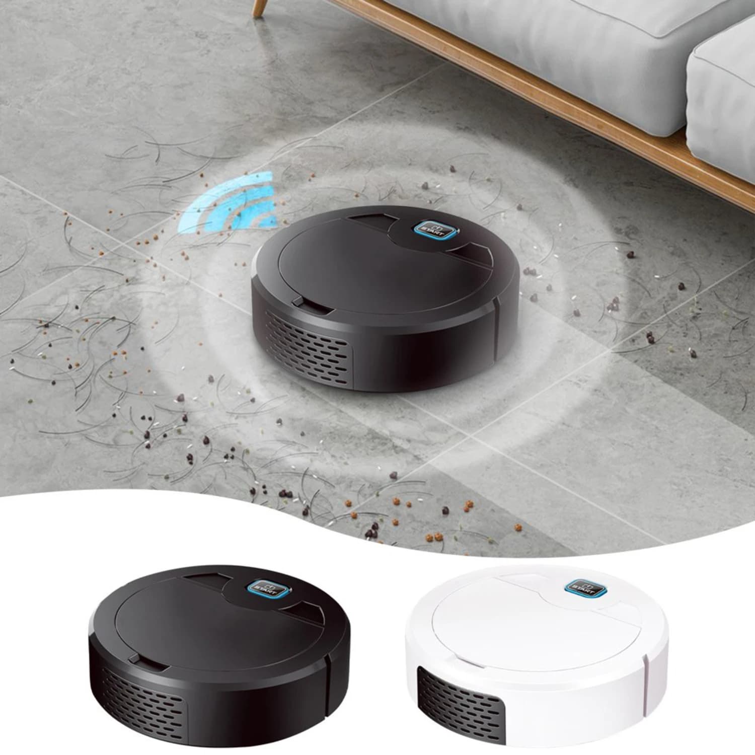 Black 3-In-1 Robotic Vacuum Cleaner with Water Tank, Dustbin, and Brush - Remote/App Control - Ideal for Hard Floors and Pet Hai