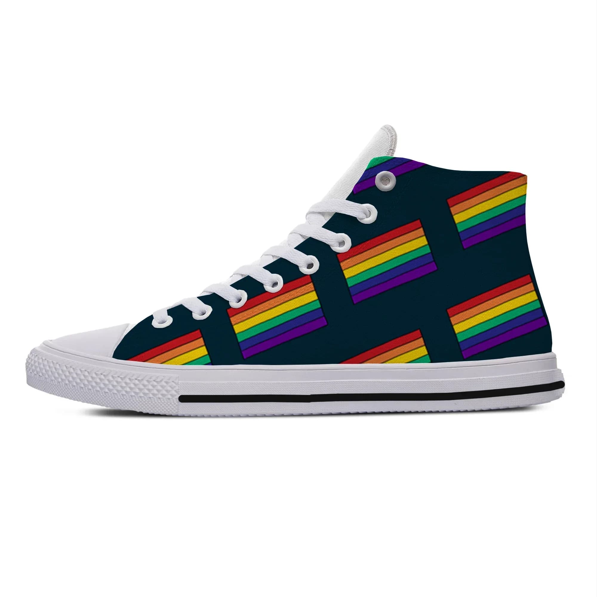 Scarpe di Tela con Design Originale della Bandiera Arcobaleno Glitterata, Sneakers Casual Personalizzate Harajuku per Uomo e Donna, Scarpe Classiche da Skateboard