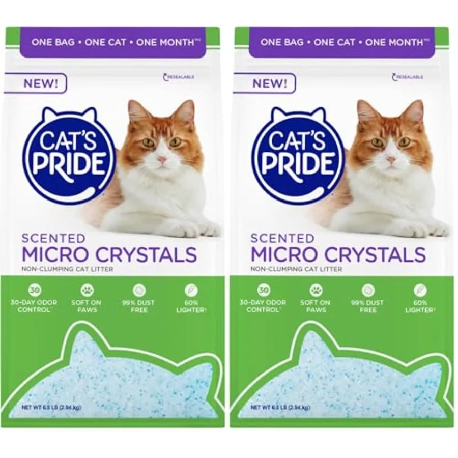 Cat's Pride Micro Crystals Lettiera per Gatti Non Agglomerante Profumata Controllo Odori 30 Giorni 99% Senza Polvere Leggera Delicata sulle Zampe Sacchetto da 6.5lb