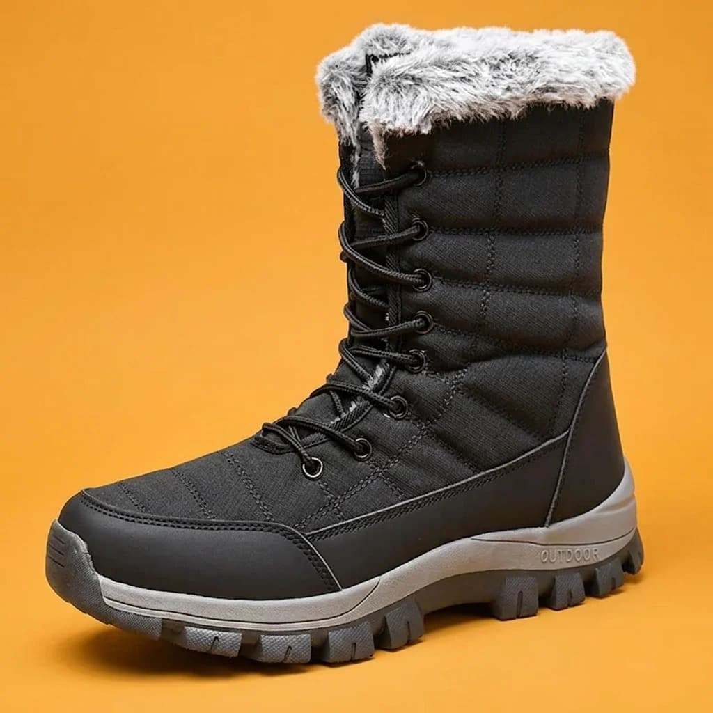 Men Winter Snow Boots Waterproof Fur Lined Warm Ankle Boots Non Slip Outdoor Hiking Shoes Thermal Work Boots Size 40-48