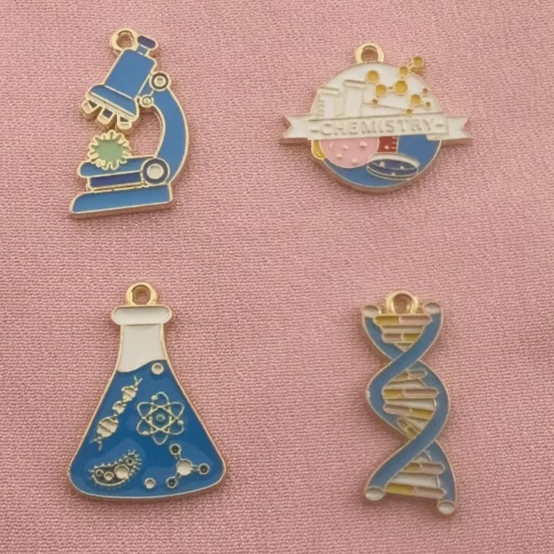 10 pendenti a microscopio con DNA e chimica genetica, per gioielli fai da te, orecchini, portachiavi, accessori per gioielli