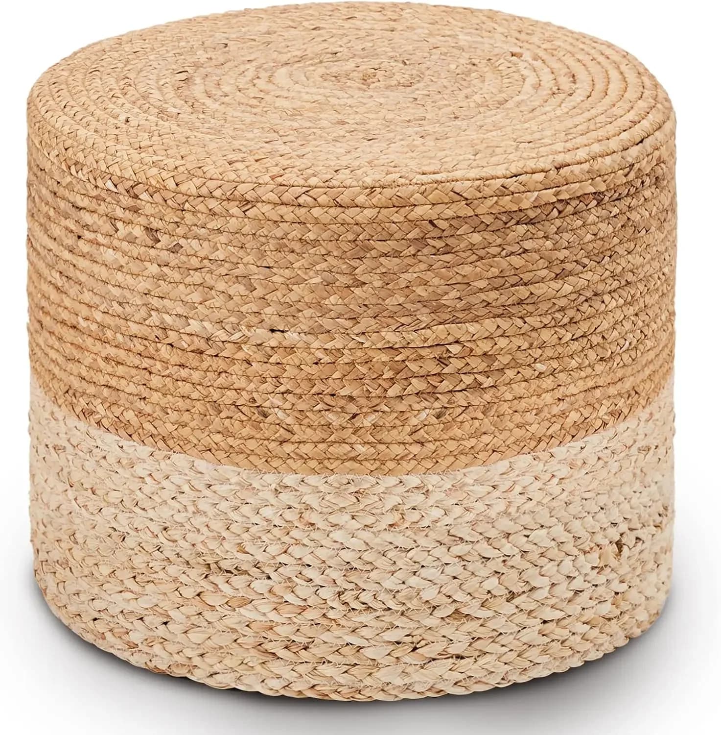 Pouf Rotondo in Erba Marina Naturale, Poggiapiedi, Sgabello per Camera da Letto e Soggiorno | Sedile Decorativo