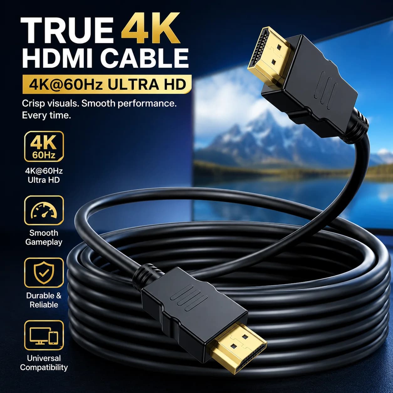 YYTEEK Cavo HDMI 4K 18Gbps, cavo HDMI 2.0 da 1,65ft/3,3ft/6ft/10ft/15ft, 4K60Hz 2k 108P ARC per Laptop, Monitor, HDTV, PS5, Xbox