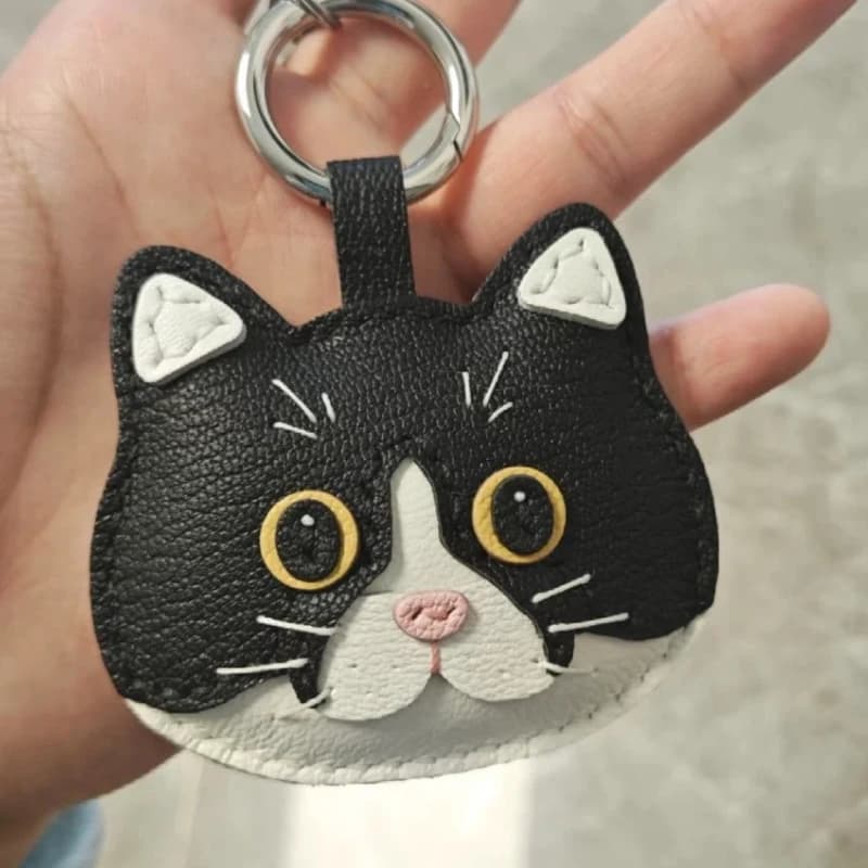 Nuovo Ciondolo Borsa a Tracolla in Vera Pelle a Forma di Gatto, Fatto a Mano, Regalo di Compleanno per Ragazze