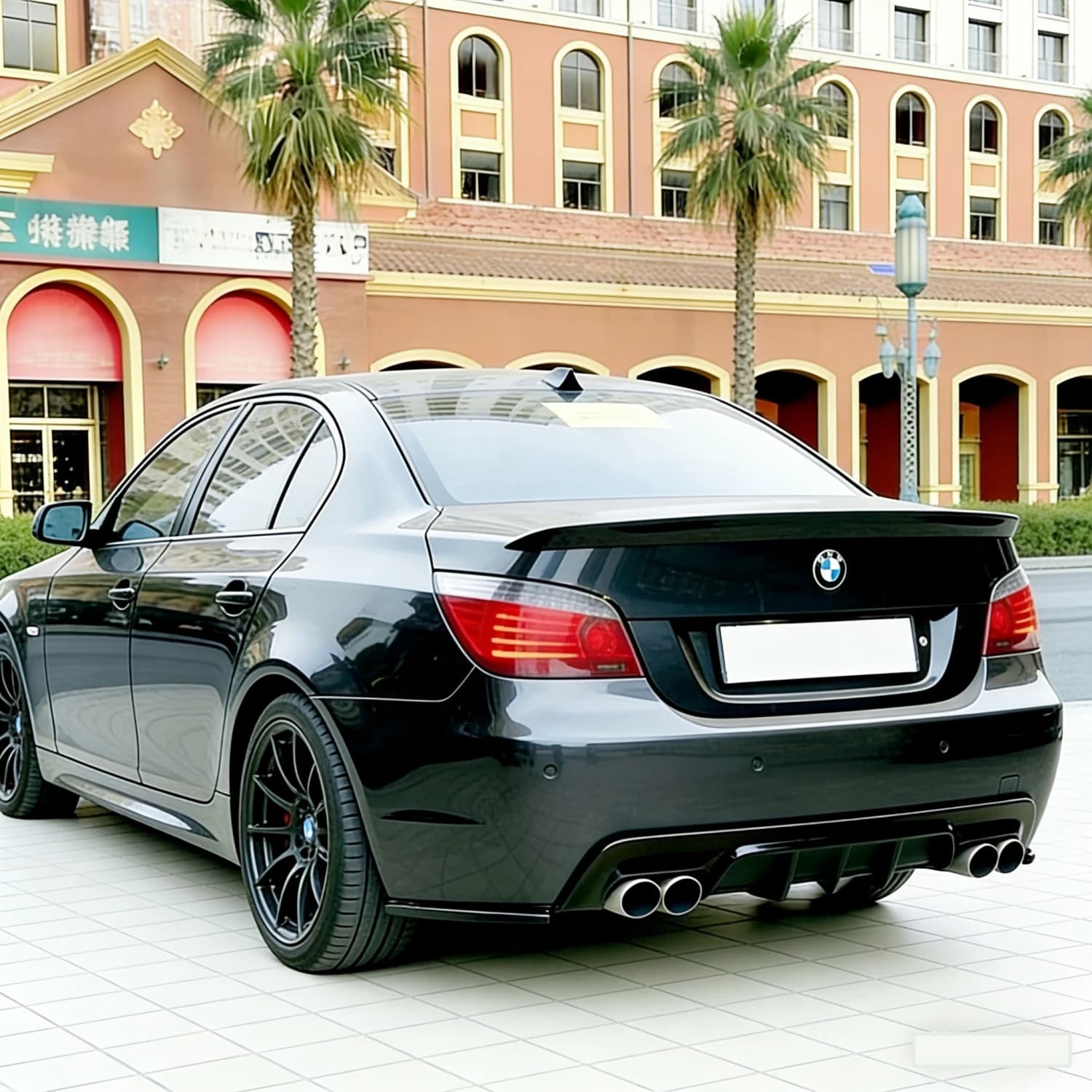 Black Rear Diffuser Polished for BMW E60 E61 525i 525d 530i 530d 535i M Sport M-tech M-package 2005-2010 Tuning Bodykit