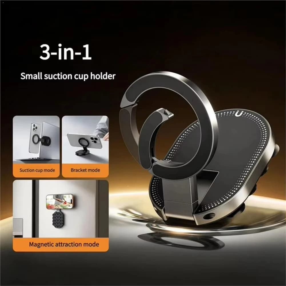 Supporto Magnetico 3-in-1 per Telefono con Ventosa a 360 Gradi ° Supporto per Auto Girevole e Pieghevole, Staffa Magnetica Super Stabile con Gancio MagLock